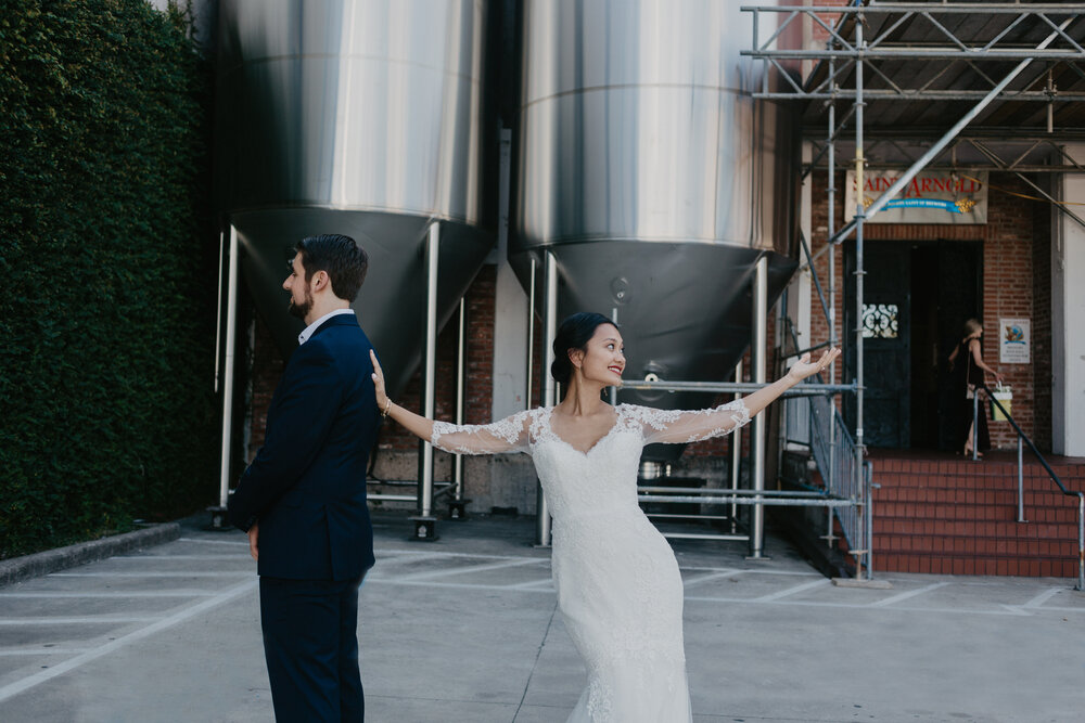 First Look at Texas Brewery Wedding
